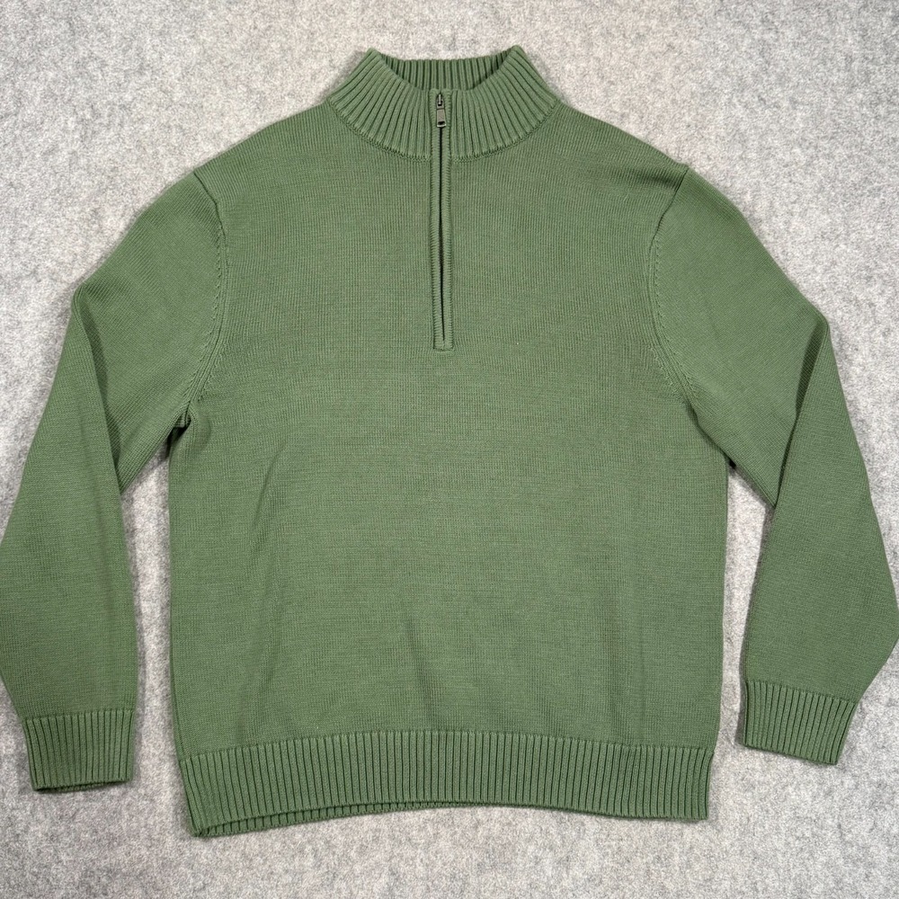 Cuts‎ Clothing Green Quarter 1/4 Zip Pullover Knit Sweater Men's Size Large
